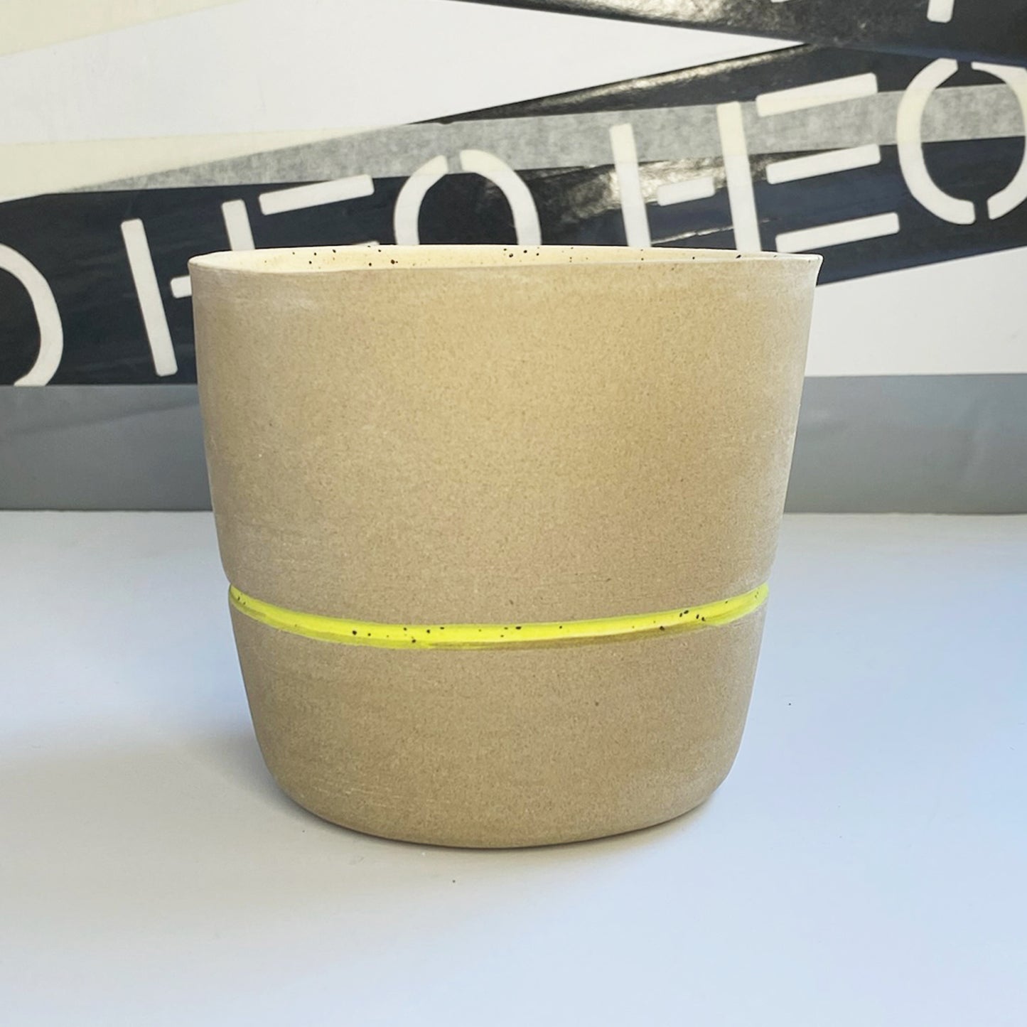 Tan with Neon Green Planter